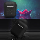 Portable Wireless Bluetooth Earphone Silicone Protective Box Anti-lost Dropproof Storage Bag for Apple AirPods 1/2(Earphone is not Included)(Black)