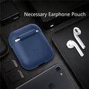 Portable Wireless Bluetooth Earphone Silicone Protective Box Anti-lost Dropproof Storage Bag for Apple AirPods 1/2(Earphone is not Included)(Dark Blue)