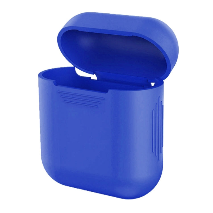 Portable Wireless Bluetooth Earphone Silicone Protective Box Anti-lost Dropproof Storage Bag for Apple AirPods 1/2(Earphone is not Included)(Peacock Blue)