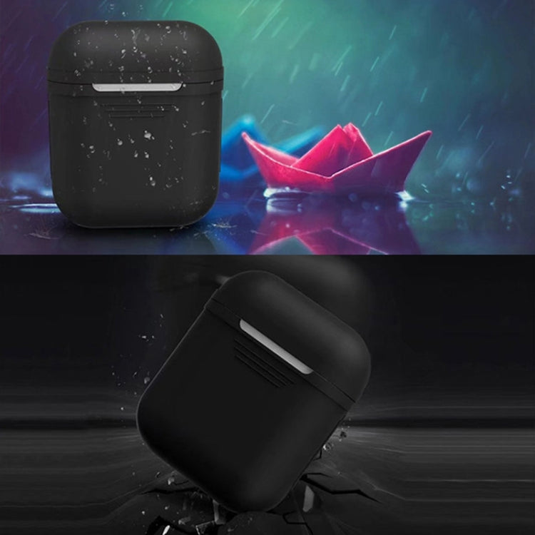 Portable Wireless Bluetooth Earphone Silicone Protective Box Anti-lost Dropproof Storage Bag for Apple AirPods 1/2(Earphone is not Included)(Peacock Blue)