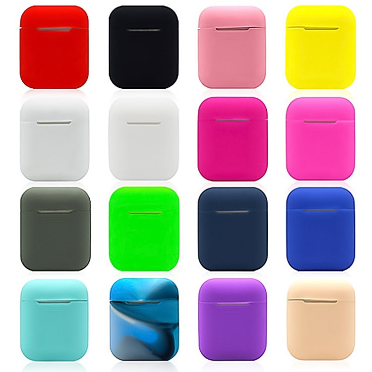 Portable Wireless Bluetooth Earphone Silicone Protective Box Anti-lost Dropproof Storage Bag for Apple AirPods 1/2(Earphone is not Included)(Peacock Blue)