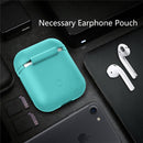 Portable Wireless Bluetooth Earphone Silicone Protective Box Anti-lost Dropproof Storage Bag for Apple AirPods 1/2(Earphone is not Included)(Mint Green)