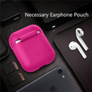 Portable Wireless Bluetooth Earphone Silicone Protective Box Anti-lost Dropproof Storage Bag for Apple AirPods 1/2(Earphone is not Included)(Magenta)