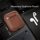 Portable Wireless Bluetooth Earphone Silicone Protective Box Anti-lost Dropproof Storage Bag for Apple AirPods 1/2(Earphone is not Included)(Brown)