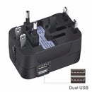 Portable Multi-function Dual USB Ports Global Universal Travel Wall Charger Power Socket, For iPad , iPhone, Galaxy, Huawei, Xiaomi, LG, HTC and Other Smart Phones, Rechargeable Devices(Black)