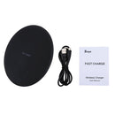 9V 1A / 5V 1A Universal Round Shape Qi Standard Fast Wireless Charger(Black)