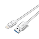 YF-MX04 3m 2.4A MFI Certificated 8 Pin to USB Nylon Weave Style Data Sync Charging Cable(Silver)