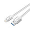 YF-MX04 3m 2.4A MFI Certificated 8 Pin to USB Nylon Weave Style Data Sync Charging Cable(Silver)