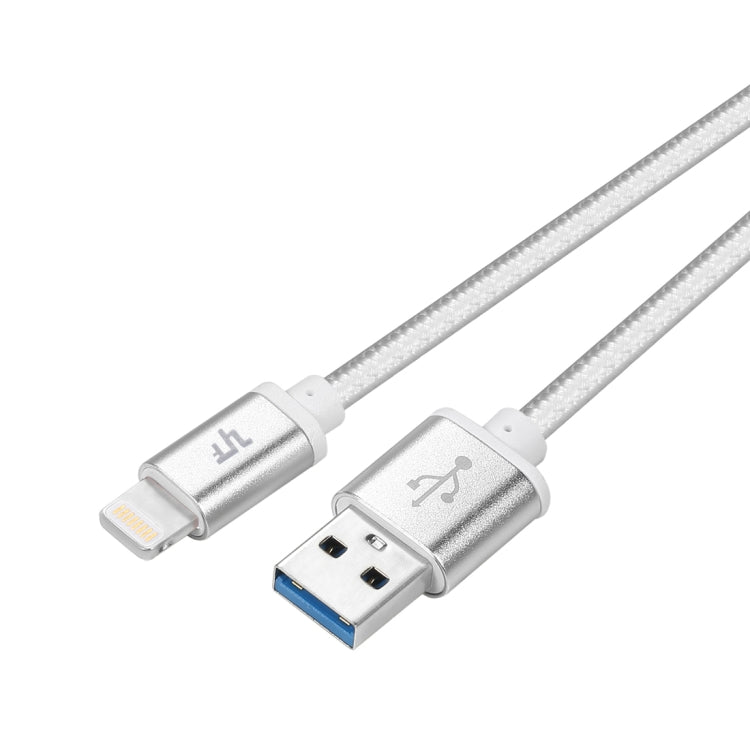 YF-MX04 3m 2.4A MFI Certificated 8 Pin to USB Nylon Weave Style Data Sync Charging Cable(Silver)