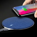 HAMTOD X10 10W Output General Aluminum Alloy + Cloth Materials Qi Standard Wireless Charger, For iPhone, Galaxy, Huawei, Xiaomi, LG, HTC and other QI Standard Smart Phones(Blue)
