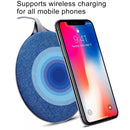 HAMTOD X10 10W Output General Aluminum Alloy + Cloth Materials Qi Standard Wireless Charger, For iPhone, Galaxy, Huawei, Xiaomi, LG, HTC and other QI Standard Smart Phones(Blue)