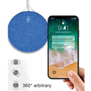 HAMTOD X10 10W Output General Aluminum Alloy + Cloth Materials Qi Standard Wireless Charger, For iPhone, Galaxy, Huawei, Xiaomi, LG, HTC and other QI Standard Smart Phones(Blue)