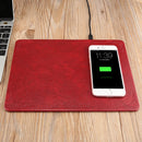 M30 Multi-function Leather Mouse Pad Qi Wireless Charger with USB Cable, Support Qi Standard Phones, Size: 260*192*5mm(Wine Red)