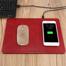 M30 Multi-function Leather Mouse Pad Qi Wireless Charger with USB Cable, Support Qi Standard Phones, Size: 260*192*5mm(Wine Red)