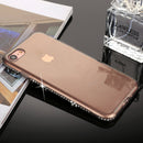 For iPhone SE 2020 & 8 & 7 Diamond Border TPU Transparent Protective Back Cover Case (Black)