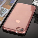 For iPhone SE 2020 & 8 & 7 Diamond Border TPU Transparent Protective Back Cover Case (Pink)