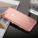 For iPhone SE 2020 & 8 & 7 Diamond Border TPU Transparent Protective Back Cover Case (Pink)