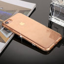 For iPhone SE 2020 & 8 & 7 Diamond Border TPU Transparent Protective Back Cover Case (Gold)