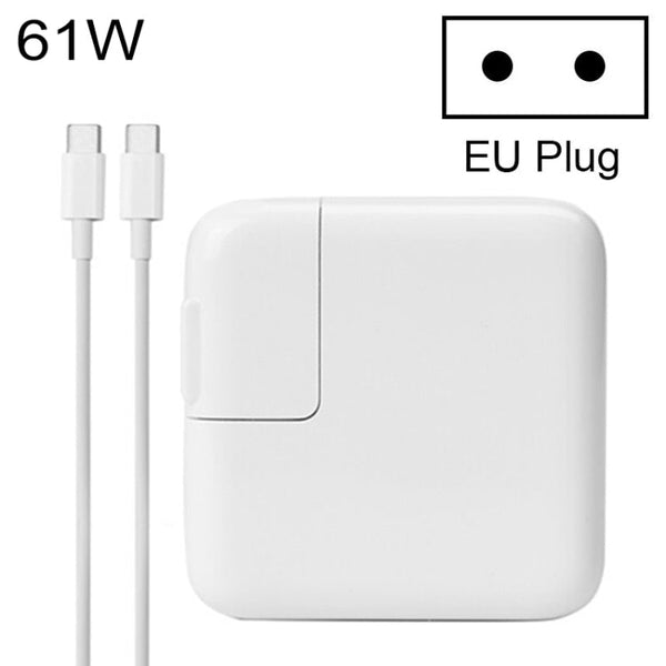 61W Type-C Power Adapter Portable Charger with 1.8m Type-C Charging Cable, EU Plug, For MacBook, Xiaomi, Huawei, Lenovo, ASUS, Thinkpad and other Laptops(White)