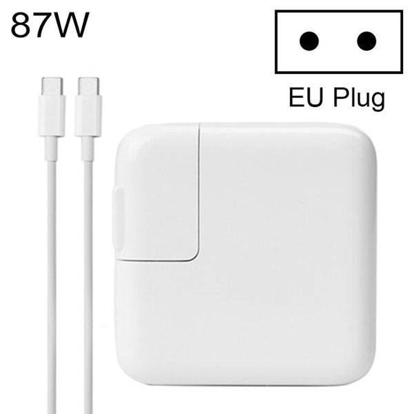 87W Type-C Power Adapter Portable Charger with 1.8m Type-C Charging Cable, EU Plug, For MacBook, Xiaomi, Huawei, Lenovo, ASUS, Thinkpad and other Laptops(White)