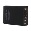 XBX09A 50W 5V 2.4A 6 USB Ports Quick Charger Travel Charger(Black)