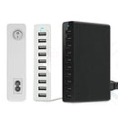 XBX09L 50W 5V 2.4A 10 USB Ports Quick Charger Travel Charger, EU Plug(White)