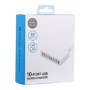 XBX09L 50W 5V 2.4A 10 USB Ports Quick Charger Travel Charger, EU Plug(White)