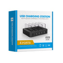 016-QC Multi-function AC 100V~240V Output 4 Ports USB Detachable Charging Station Smart Charger,Support QC3.0(Black)