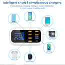 CDA19Q Multi-function AC 110V~240V 8 Ports USB Digital Display LCD Detachable Charging Station Smart Charger(White)