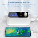 CDA19Q Multi-function AC 110V~240V 8 Ports USB Digital Display LCD Detachable Charging Station Smart Charger(White)