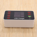 A9+ Multi-function AC 100V~240V 8 Ports USB Digital Display LCD Detachable Charging Station Smart Charger,Support QC3.0(White)