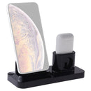 Wireless Rechargeable Base Charging Station Holder for Mobile Phone & Headset, with Micro USB + USB-C / Type-C + 8 Pin Interface (Black)