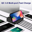 828W 7 in 1 60W QC 3.0 USB Interface + 4 USB Ports + USB-C / Type-C Interface + Wireless Charging Multi-function Charger with Mobile Phone Holder Function, AU Plug(Black)