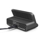 828W 7 in 1 60W QC 3.0 USB Interface + 4 USB Ports + USB-C / Type-C Interface + Wireless Charging Multi-function Charger with Mobile Phone Holder Function, UK Plug(Black)