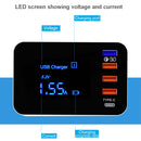 CDA33Q 40W QC 3.0 USB + 3 USB Ports + USB-C / Type-C Ports Multi-function Charger with LED Display, US Plug