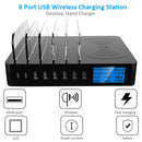 50W 6 USB Ports + 2 USB-C / Type-C Ports + Wireless Charging Multi-function Charger with LED Display & Detachable Bezel, AU Plug