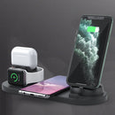 6 in 1 10W Qi Standard Wireless Charger Stand (Black)