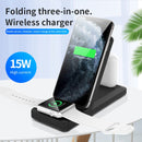 H6 3 in 1 Portable Folding Wireless Charger for iPhone + iWatch + AirPods(Black)