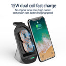 H18 3 in 1 Quick Wireless Charger for iPhone, Apple Watch, AirPods and other Android Smart Phones(Black)