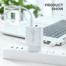 FLOVEME 18W PD + QC 3.0 Dual USB Travel Fast Charger Power Adapter, EU Plug(White)
