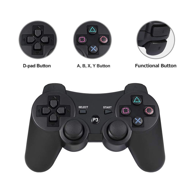 Snowflake Button Wireless Bluetooth Gamepad Game Controller for PS3(Black)