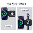 Q500 Foldable Magnetic Dual Wireless Charger for Phones / iWatch / AirPods(Black)