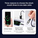 3A 3 in 1 USB to 8Pin + Micro USB + USB-C / Type-C Zinc Alloy Super-fast Charging Cable (Green)
