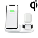 OJD-45 3 in 1 QI 10W Mobile Phone + Watch + 8 Pin Earphone Charging Port Multi-function Wireless Charger for Mobile Phones & Watches & AirPods 2(White)