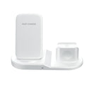 OJD-45 3 in 1 QI 10W Mobile Phone + Watch + 8 Pin Earphone Charging Port Multi-function Wireless Charger for Mobile Phones & Watches & AirPods 2(White)