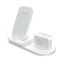 OJD-45 3 in 1 QI 10W Mobile Phone + Watch + 8 Pin Earphone Charging Port Multi-function Wireless Charger for Mobile Phones & Watches & AirPods 2(White)