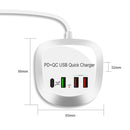 WLX-T3P 4 In 1 PD + QC Multi-function Smart Fast Charging USB Charger(EU Plug)