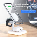 991 3 in 1 15W Electromagnetic Induction Wireless Fast Charging with 360 Degree Rotating Holder(Black)
