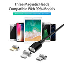 M11 3 in 1 3A USB to 8 Pin + Micro USB + USB-C / Type-C Nylon Braided Magnetic Data Cable, Cable Length: 1m (Blue)