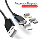 M11 3 in 1 3A USB to 8 Pin + Micro USB + USB-C / Type-C Nylon Braided Magnetic Data Cable, Cable Length: 2m (Blue)